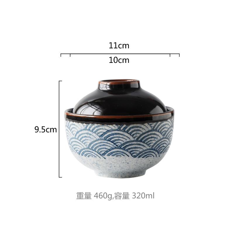 

Японская расписанная вручную керамическая миска с крышкой Миска для десерта Миска для вареных яиц Миска для тушеного супа Миска для йогурта и овсянки Кухонная посуда