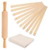 12 Pcs Pottery Tools Teaching Set, Include 17inch Slab Roller 10 Pcs Wooden Rolling Pin Guides 1 Li