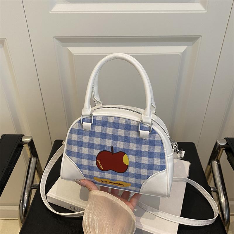 

Fresh and cute portable plaid bag women s autumn new trendy fashion college style backpack diagonal span bag белый
