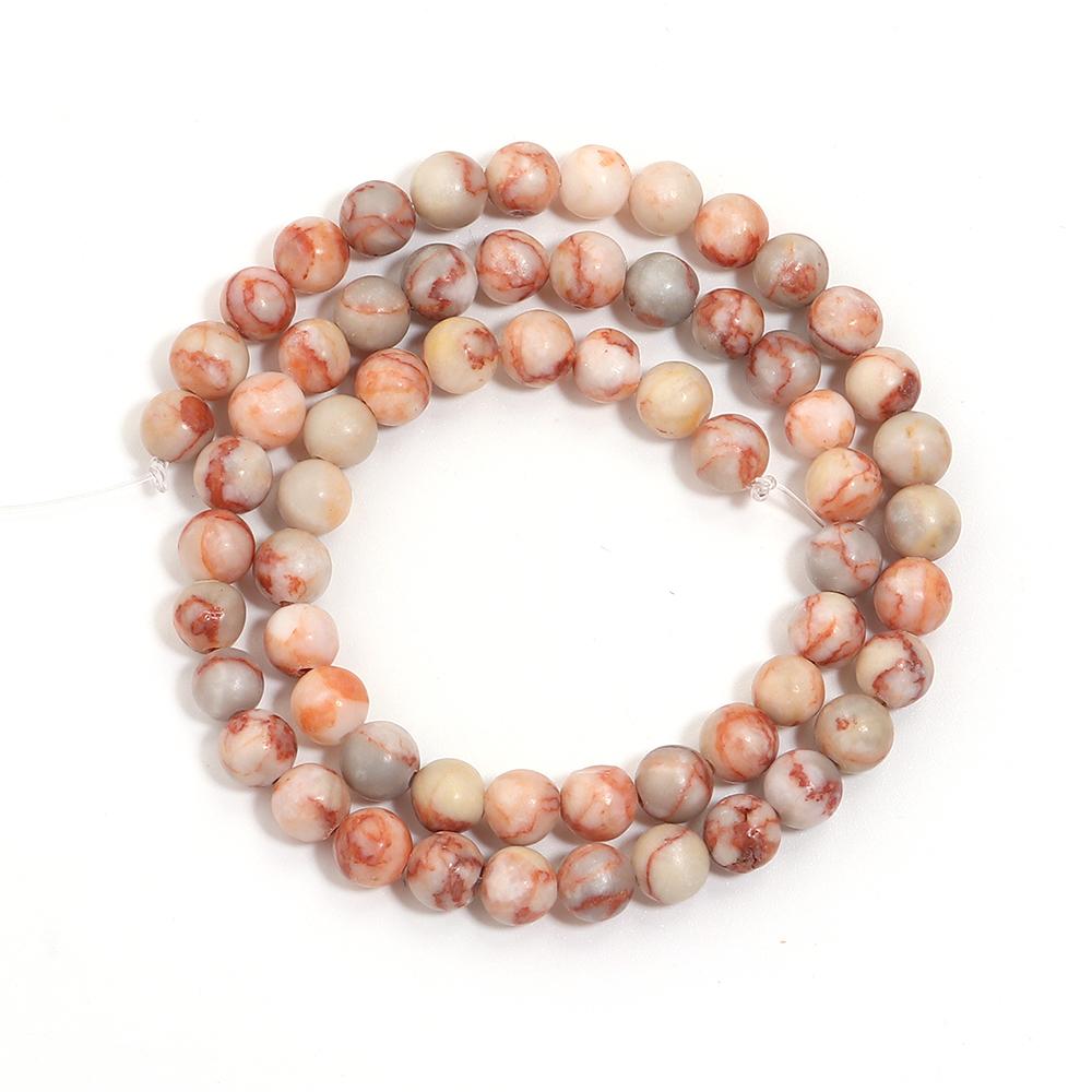 Natural Stone Beads 6 8 10mm Red Web Round Loose Spacer Beads For Jewelry Making DIY Handmade Bracelets Necklace Accessories