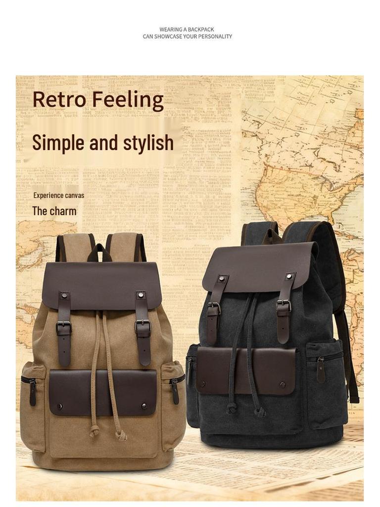 Retro Canvas Drawstring Backpack for Men & Women – Large Capacity, Versatile Travel & Laptop Bag
