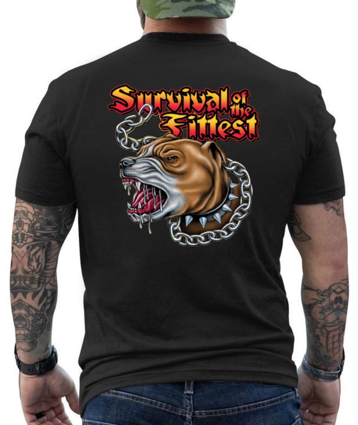 Survival Of The Fittest Dog Biker Graphic Design T- Shirt XXXXL