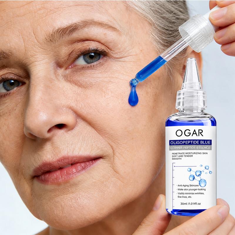Blue Copper Peptide Serum, Highly Concentrated Essence with Niacinamide, and Hyaluronic Acid, Lifts and Firms Facial Contours Face Serum