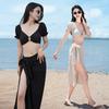 Göttin Konservativ Langes Kleid Kurzärmeliger Badeanzug Schlanke Passform Sexy Bikini Dreiteiliges Set
