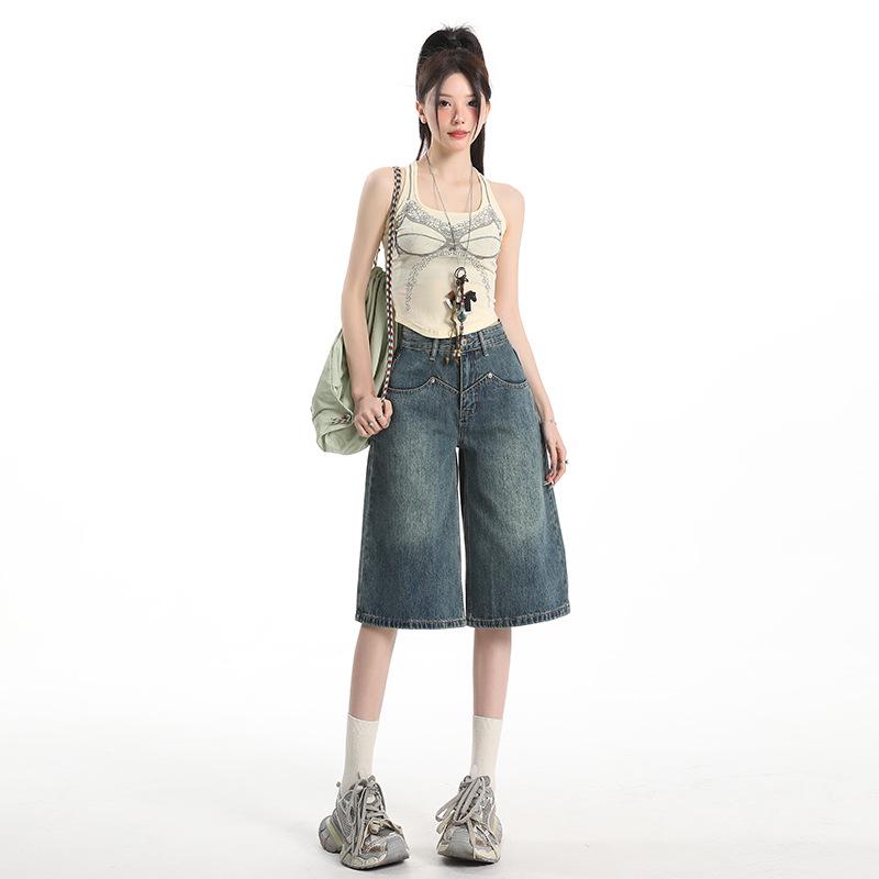 Women's High-Waist Loose Wide-Leg Cropped Jeans - Summer 2025 Slimming Straight Fit