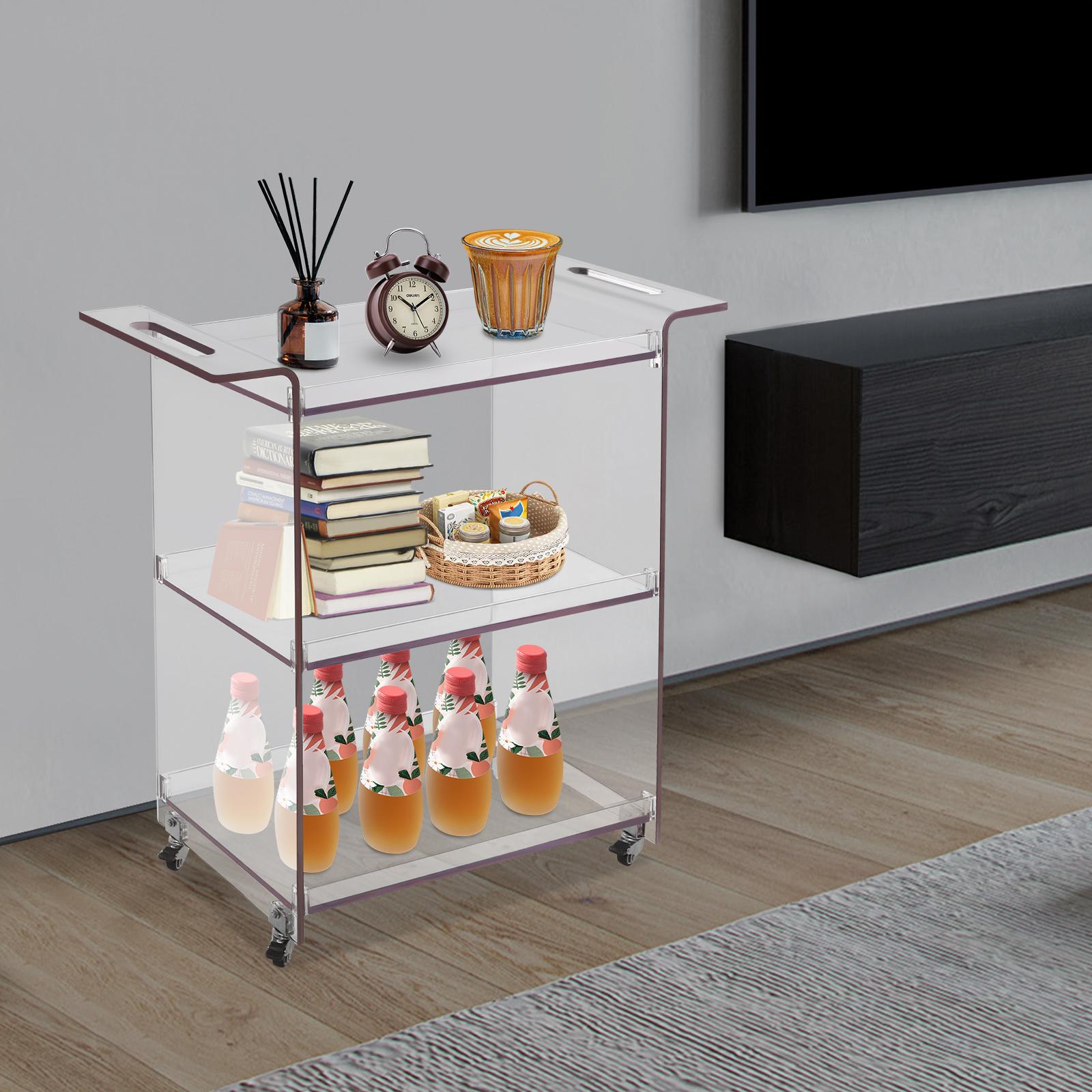 

3-ярусная передвижная тележка для ПК на колесах, прозрачный кухонный органайзер для хранения, мобильная сервировочная тележка, сервировочная тележка для использования дома и в офисе чистый