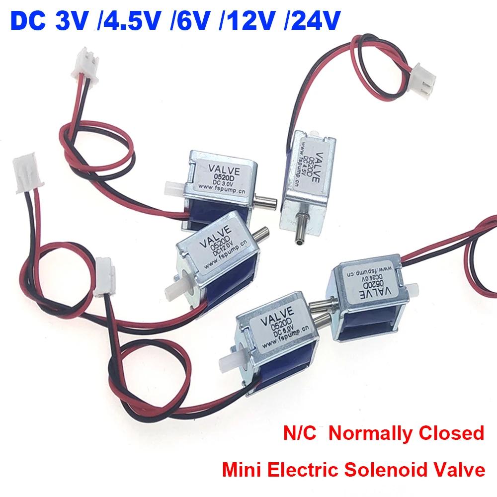 1pc 0520D Mini Electric Solenoid Valve DC3V/4.5V/6V/12V/24V N/C Normally Closed Air Gas Vent Valve