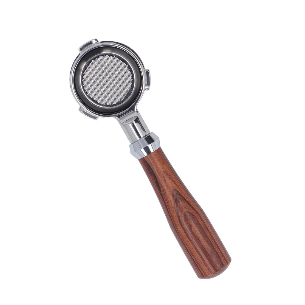58mm Bodenloser Siebträger Massivholzgriff Edelstahlkorb Abnehmbar 3 Ohren Kaffee