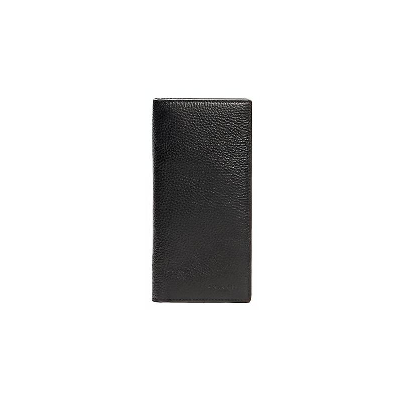 COACH Breast Pebbled Fold Pocket Long Leather Wallet Men s Black чёрный