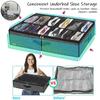 Multi partition visible transparent cover storage box under the bed,portable and foldable non-woven fabric grid shoe storage box