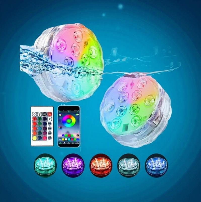 

RGB Подводный свет с управлением через мобильное приложение, Водонепроницаемый для бассейнов и аквариумов 7CM 10 bulbs single light (not shipped alone)