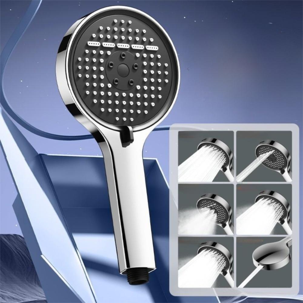 Plastic Shower Head Large Panel High-pressure Super Powerful Shower Head 6 Mode Adjustable Easy Install Shower Spray Nozzle