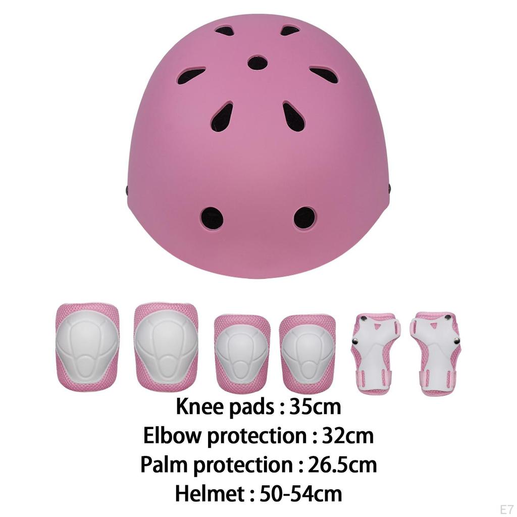 7-teiliges Kinder Fahrradhelm Set Schutzausrüstung Kinder Professionell Jungen Mädchen Knieschoner Ellbogen