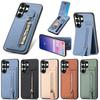 Zipper Magnetic Carbon Fibrer Cards Solt Wallet Phone Case For Samsung S25 Ultra S24 Plus S23 A17 A07 Kickstand Flip Cover