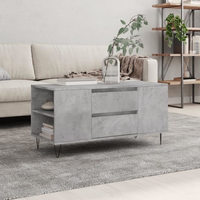 VidaXL Table basse gris béton 102x44,5x50 cm bois d'ingénierie 831000