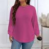 Mode femme décontracté couleur unie imprimé printemps automne manches longues col rond pulls et manches longues