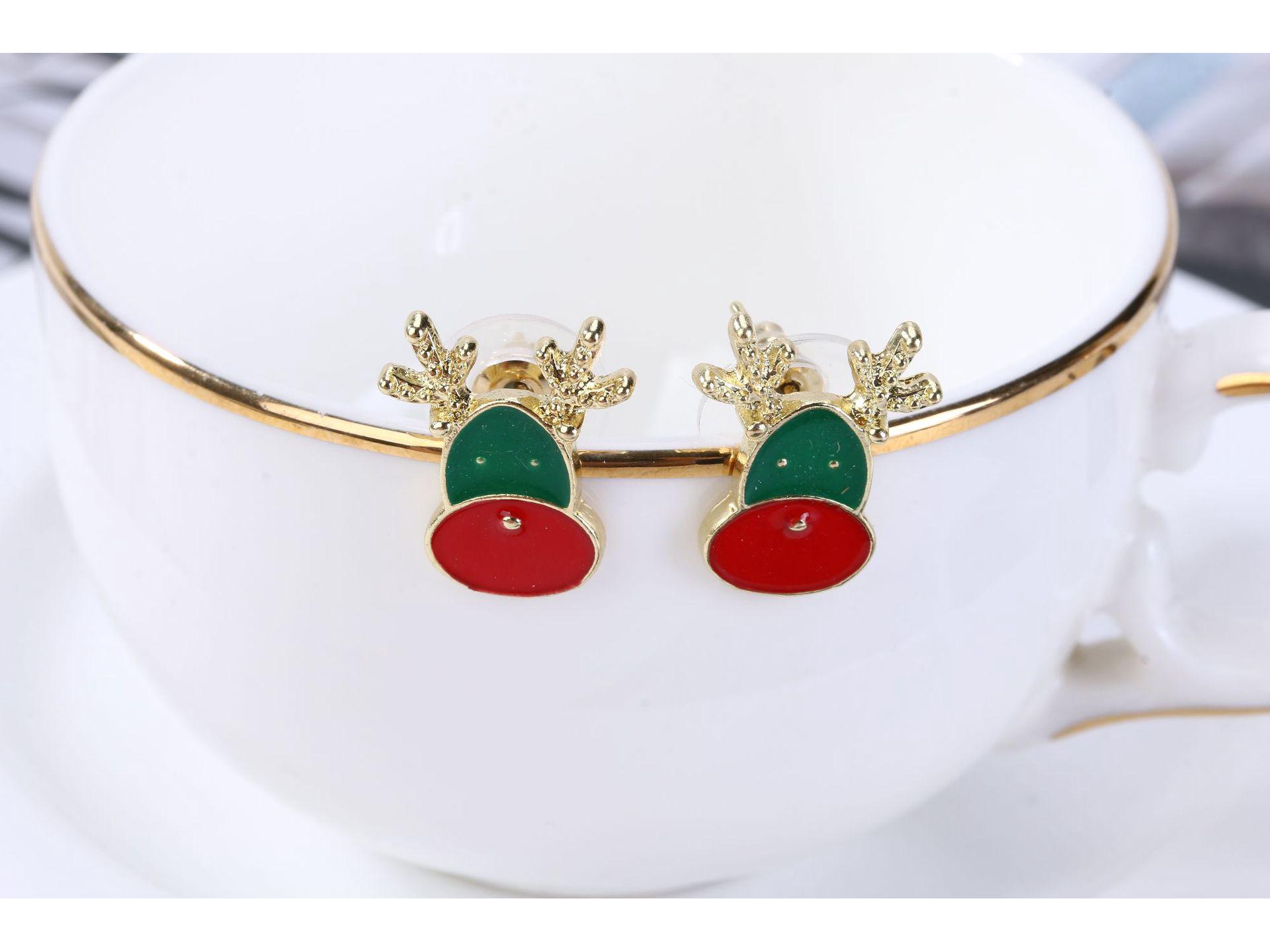 

S925 Silver Reindeer Stud Earrings - Festive Alloy & Enamel Design