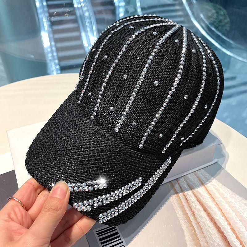 

Гламурна блискуча бейсболка зі стразами - розкішне мерехтіння для стилю та захисту від сонця, повітропроникність, м якість трикотажу - універсальний повсякденний одяг M(56-58cm) чорний