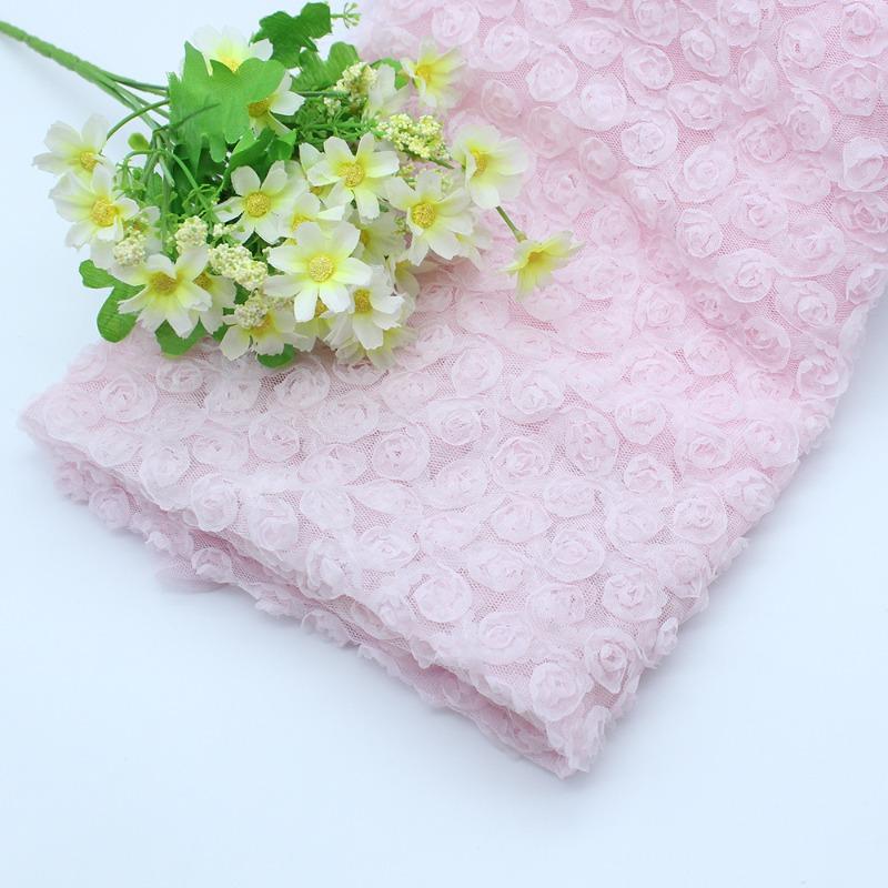 Encrypted Seven-Color Embroidered Silk Georgette Fabric Hollow Out Rose Peony Flower Wedding Dress Mesh Embroidery Material