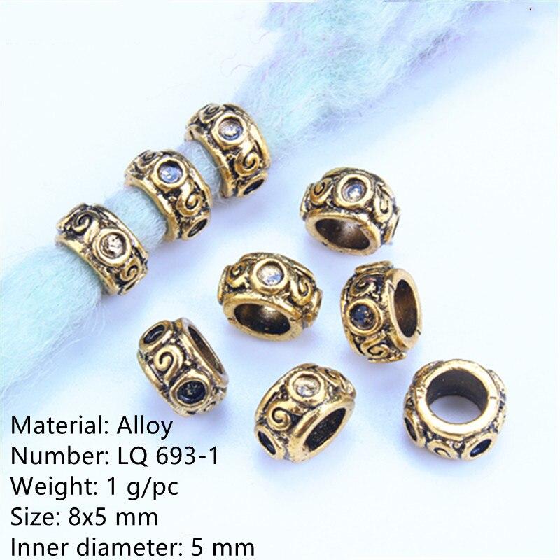 5pcs/bag Silver Metal Hair Rings Braid Dreadlocks Bead Hair Cuffs Dread Tube Charm Dreadlock for DIY Hair Accessaries
