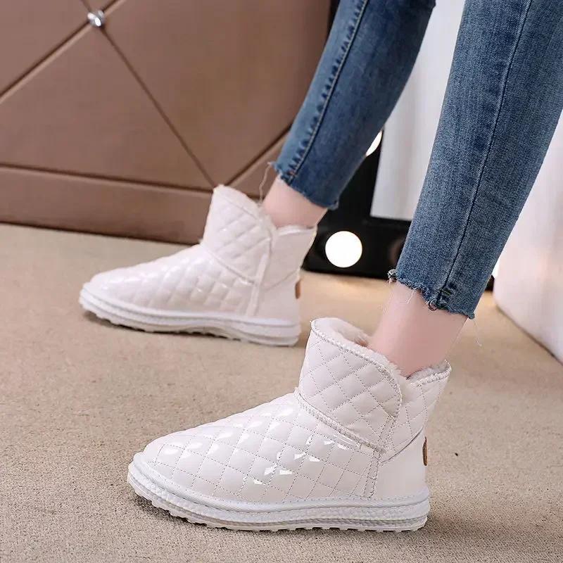 Fashion Elegant With Low Heels Booties Shoes for Women Winter 2025 Goth Pu Chic Waterproof Non Slip On Promotion Womens Ankle Snow Boots