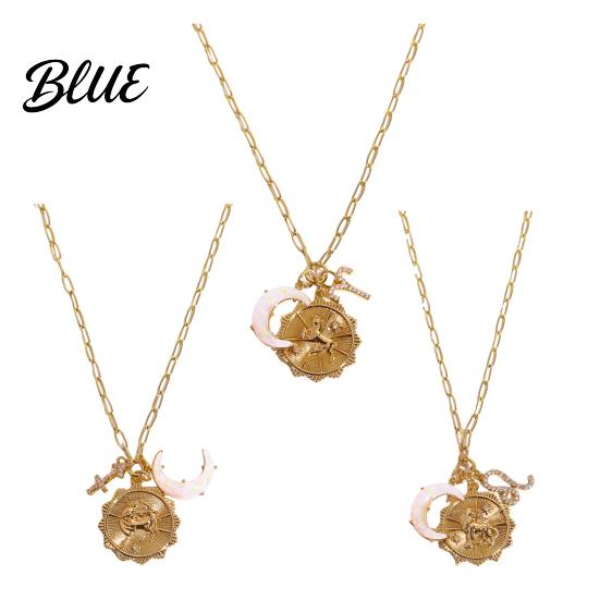 Unique Faux Opal Pendant 12 Constellations Necklace Moon Charm Constellation