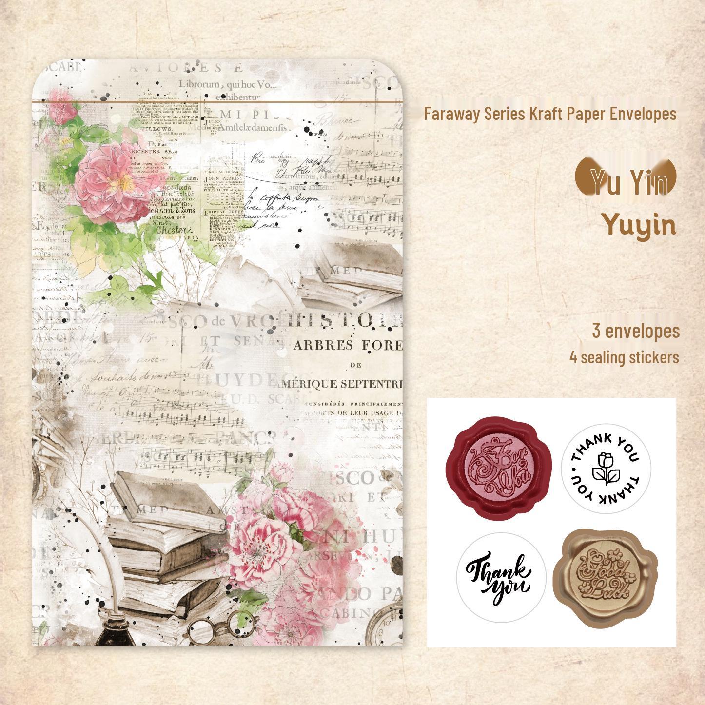 

Retro Faraway Series Kraft Paper Envelopes: Vintage Diary DIY 3 Sheets, 6 Styles