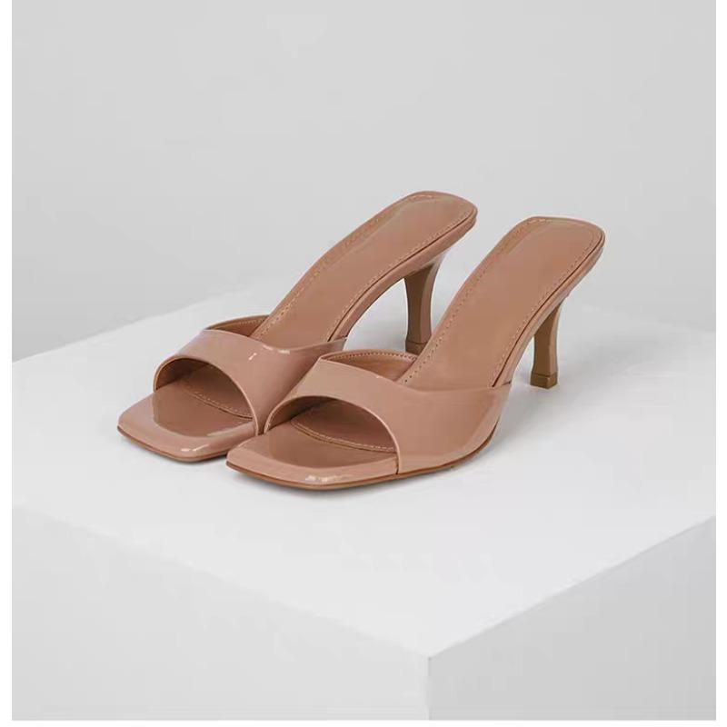Fashion New Style High Heels Women's Slippers Elegant Casual Square Toe Slippers Summer Shoes Zapatos De Mujer Women's Designer Sandals