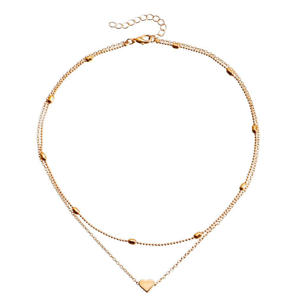 European and American Jewelry, Simple Love Multi-layer Collarbone Chain, Personalized Fashion and Versatile Temperament Peach Heart Necklace Women
