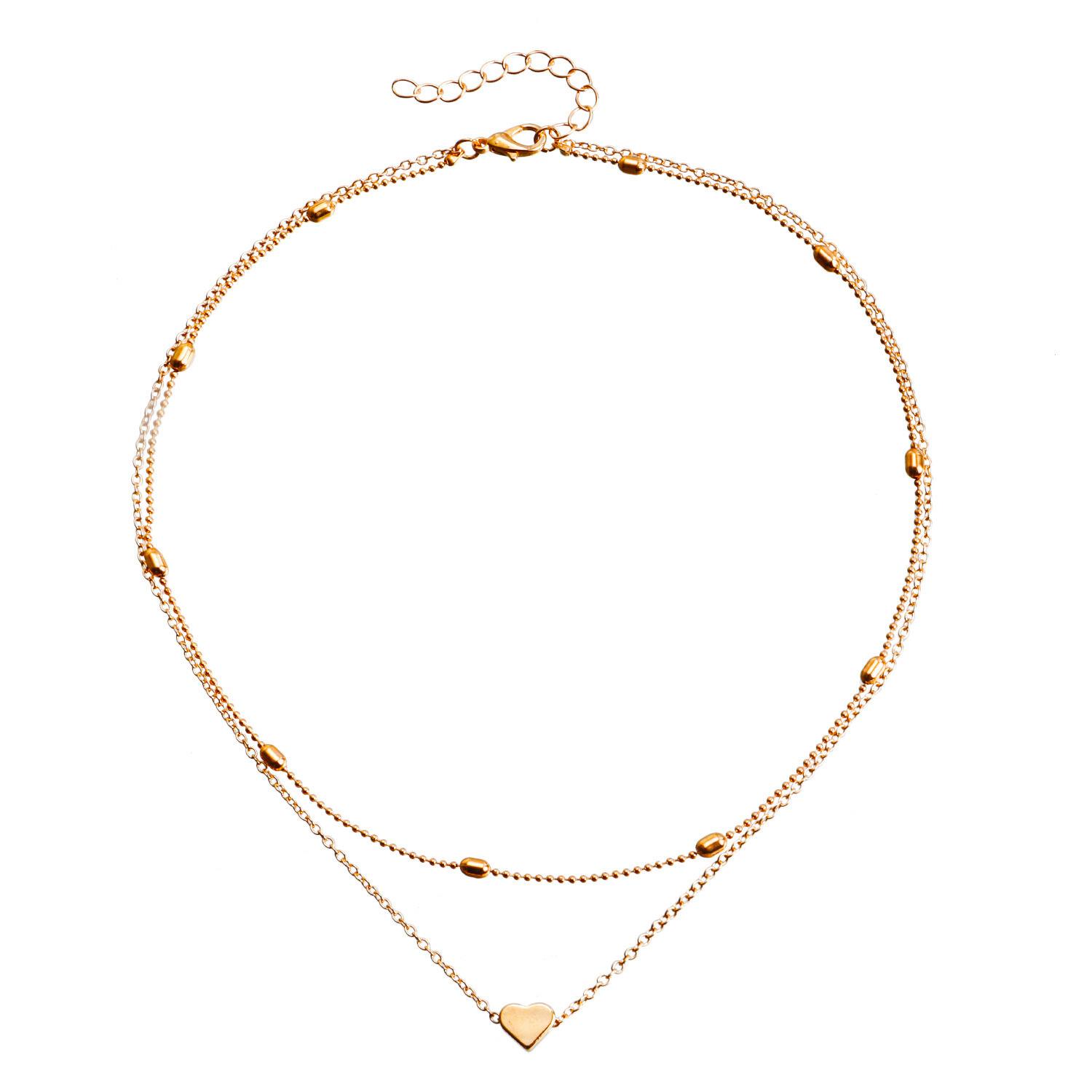 European and American jewelry, simple love multi-layer collarbone chain, personalized fashion and versatile temperament peach heart necklace women