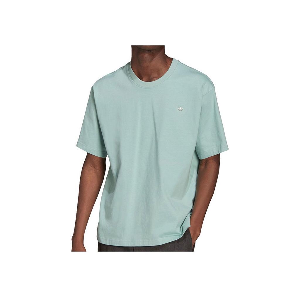 Adidas Originals Trefoil Series Solid Color Logo Embroidery Casual Round Neck Short Sleeve T-Shirt Men Tops Light-Green HC8580