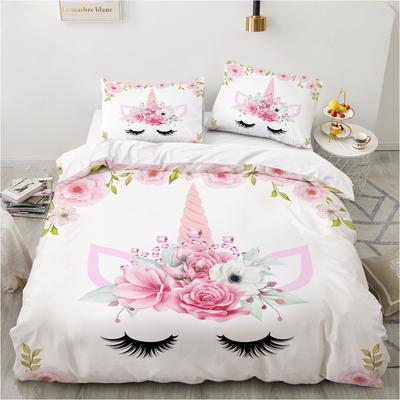 Juego de cama con unicornio mágico 3D para niños y niñas, tamaño Queen, funda de edredón y funda de almohada, moda para niños y adultos, textiles para el hogar