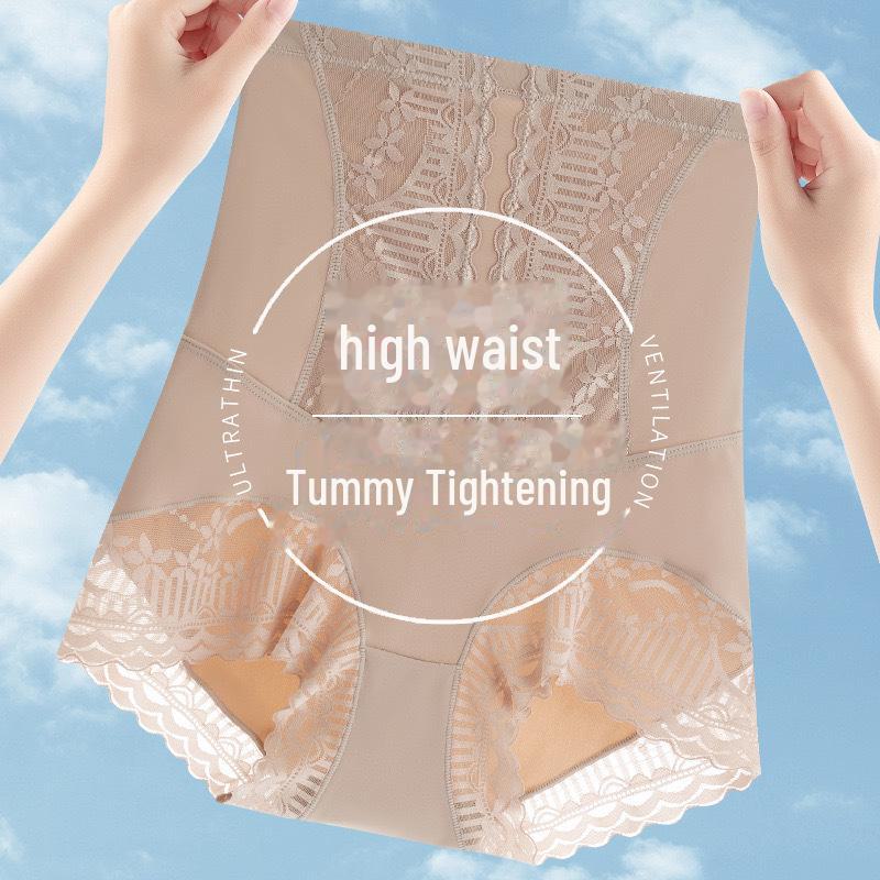 

«Бесшовные кружевные трусики из ледяного шелка с высокой талией»: Послеродовая поддержка живота и коррекция формы бедер XXL (suggested for 140-160 jin)