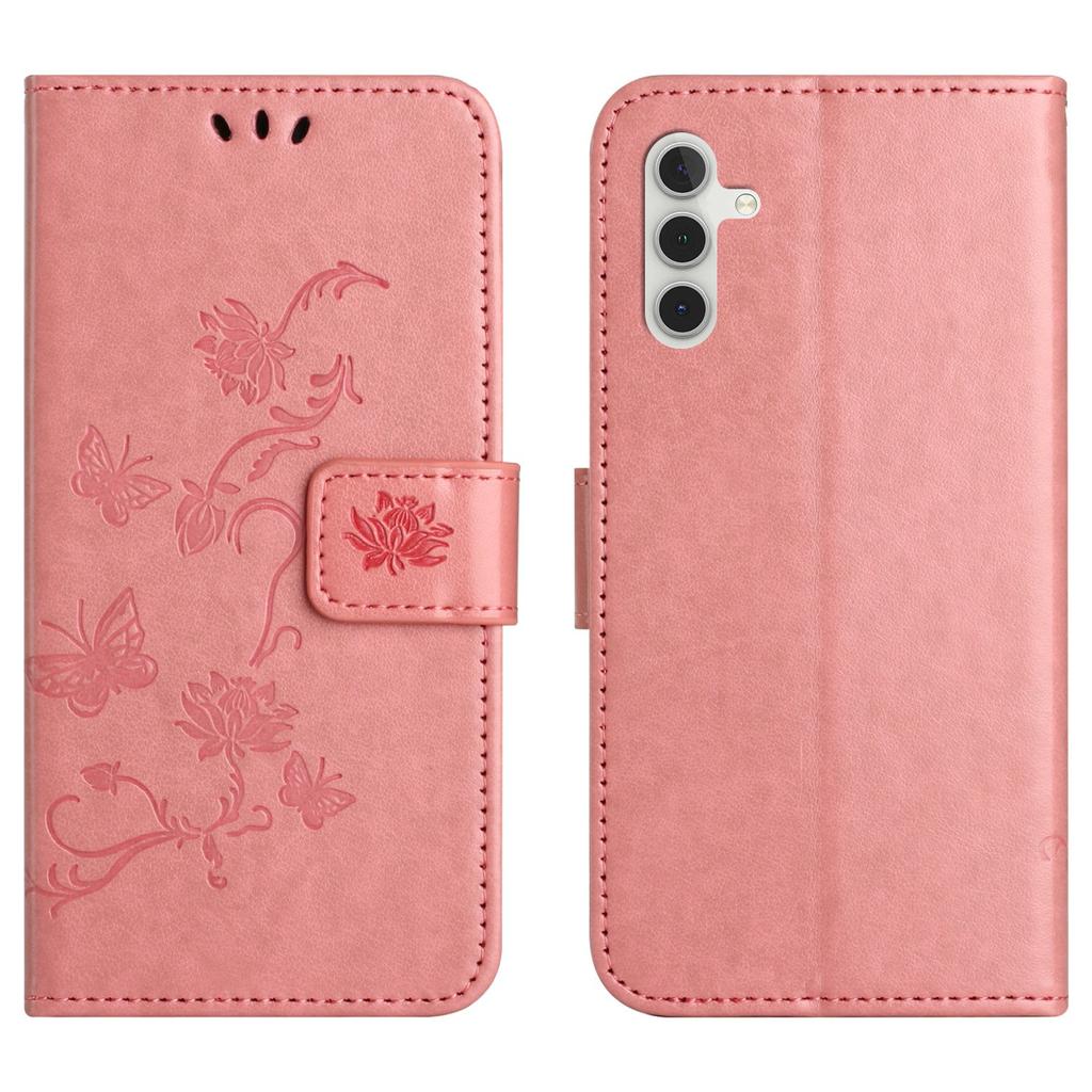 For Samsung Galaxy A56 5G/M56 5G Case Wallet Stand Imprinted Butterfly Flower PU Leather Phone Cover