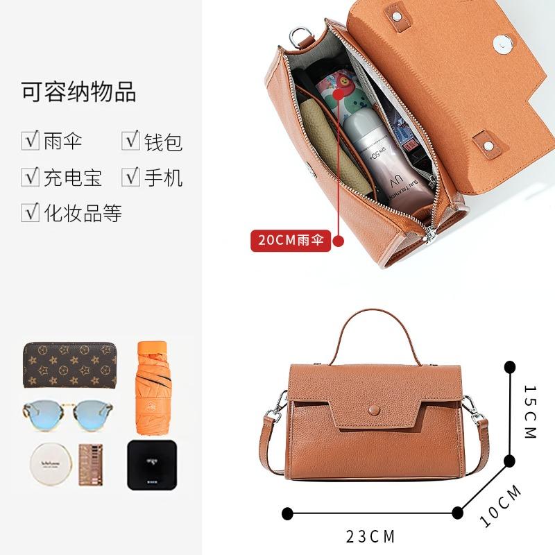The First Layer of Cowhide Large-capacity Portable Small Square Bag, Niche High-end New Girls Shoulder Messenger Bag