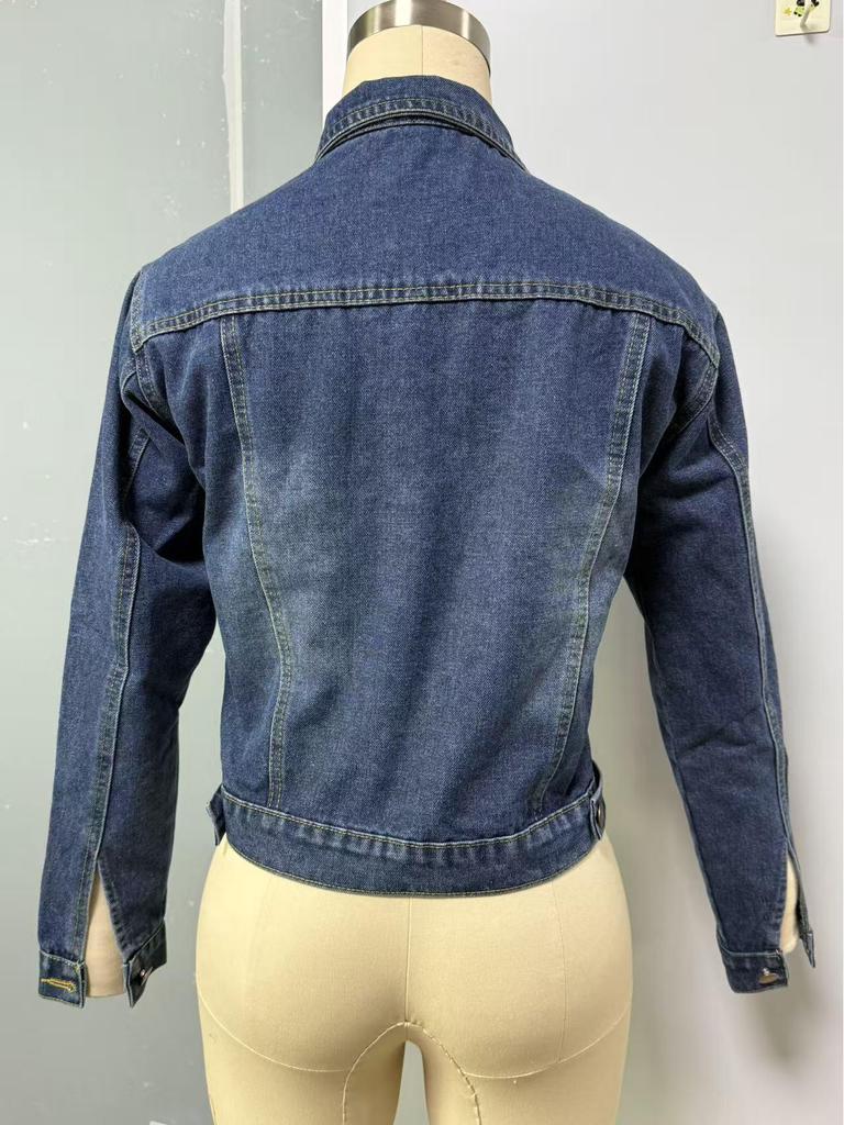 Veste décontractée en jean pour femme Europe et Amérique 2025 avec boucle en cuivre