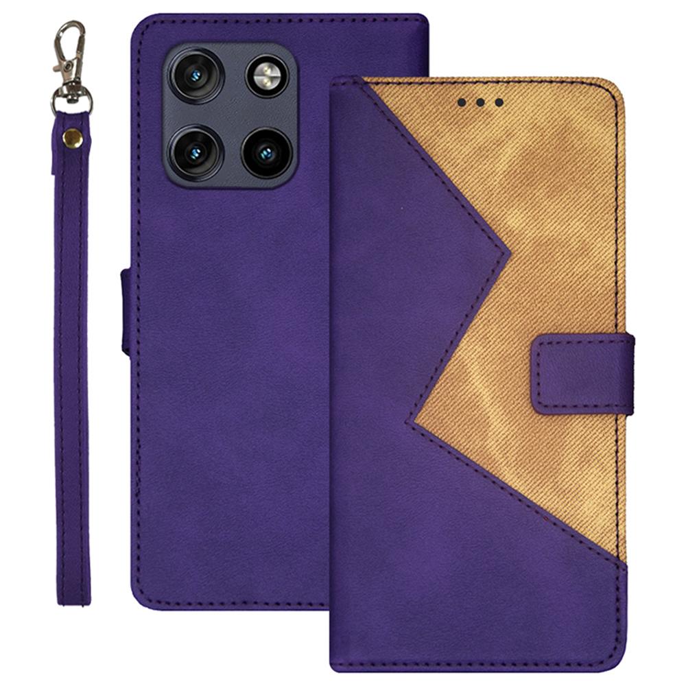 

IDEWEI For Motorola Moto G Stylus 5G (2025) Case Card Slots Splicing Color Leather Phone Cover Purple