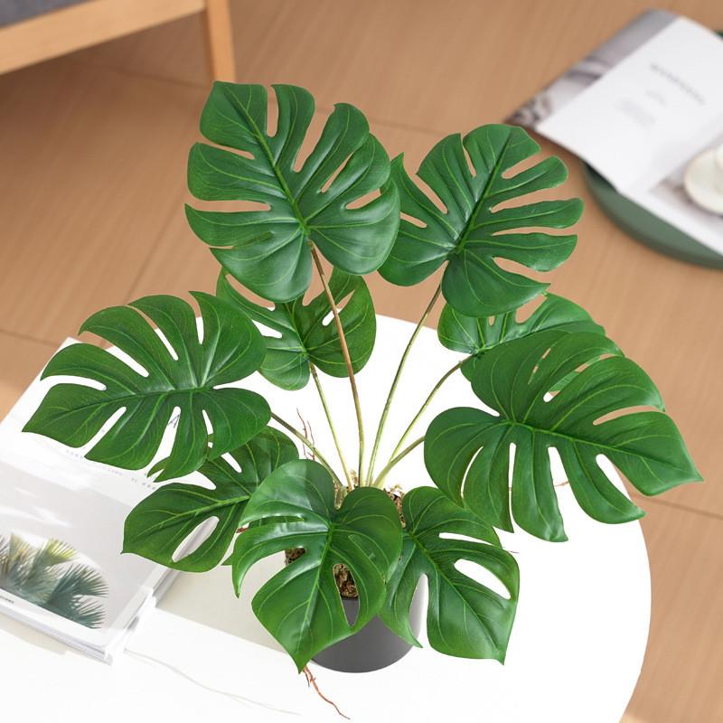 Artificial Green Plant Wall Decor With Turtleback Leaves For Indoor Home Living Room Decor