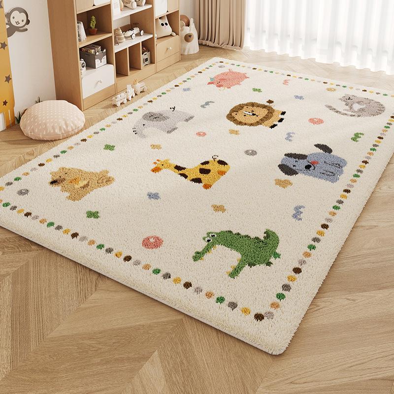 Cartoon Style Luxury Faux Cashmere Children's Floor Mat