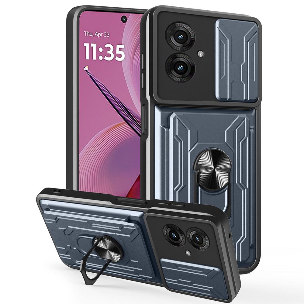 For Motorola Moto G55 5G Case PC+TPU Kickstand Phone Back Cover with Camera Slider