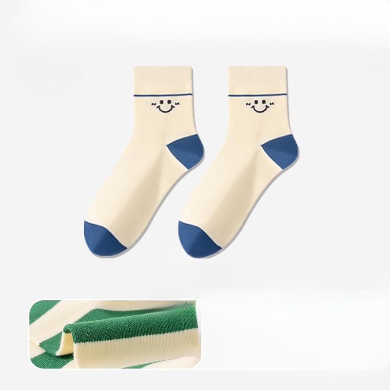 Men's Autumn Leisure Sports Match Color Letter 10A Anti Bacterial Deodorant Breathable Cotton Socks
