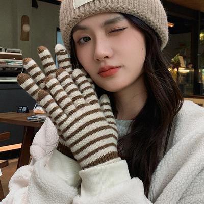Neue Gestrickte Warme Handschuhe für Damen zum Reiten mit Kälteschutz für Damen Schlicht und Vielseitig Fingerspitzen der Studenten Können Touchscreen Bedienen Winterhandschuhe