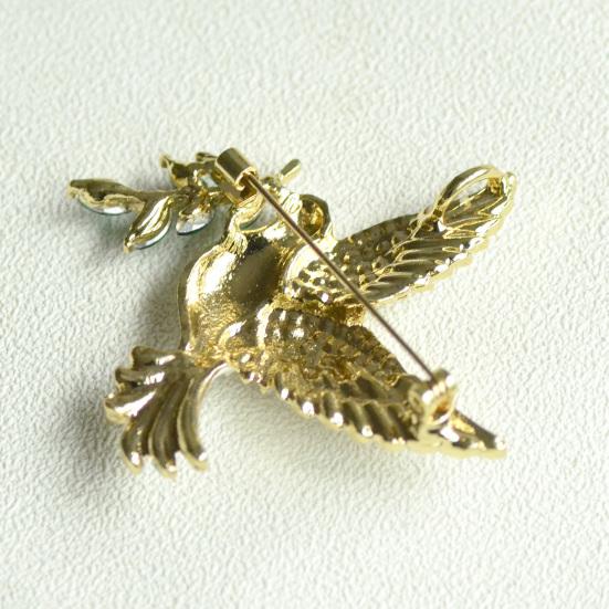 Anstecknadel Symbolischer Friedenstauben-Design Zinklegierung Anstecker mit Strassstein-Einlage Passt zu Mänteln Pullovern Kleidern Abzeichen