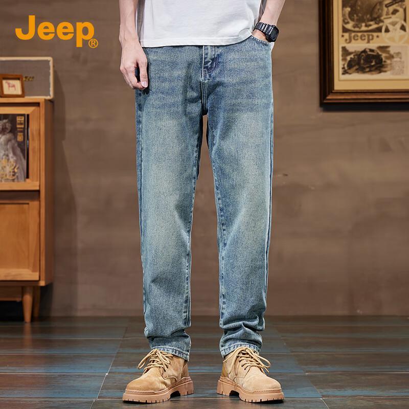 JEEP Men's Loose Straight-Leg Jeans