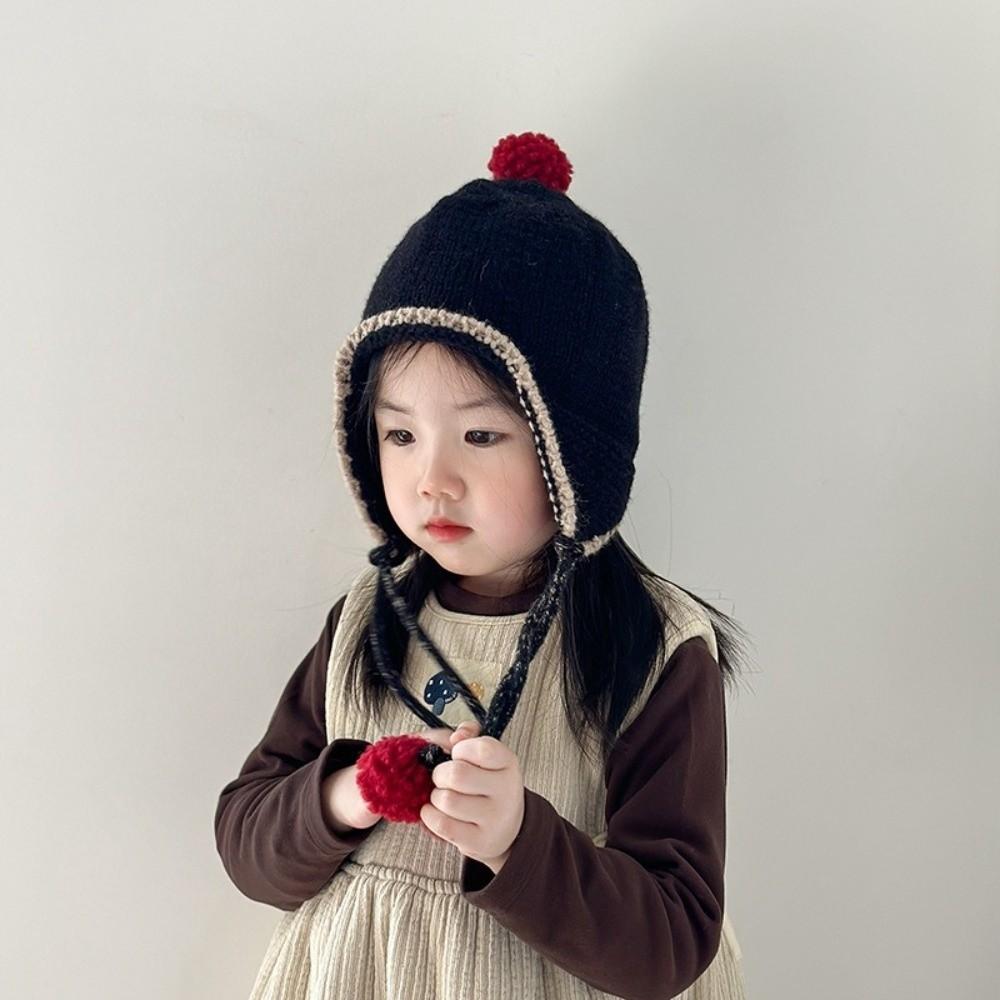 Winter Baby Beanie Cap Tassel Ear Protection Hat Sweet Baby Knitted Cap  Kids