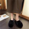 New Women Baotou Slippers Fashion Solid Color Soft Sole Furry Slippers Warm Flat Comfortable Casual Home Warm Houseshoes