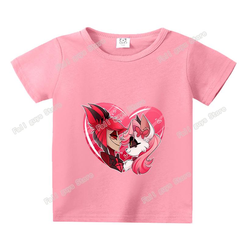 Hazbins Hotel Series Boys Girls TShirt Cute Kids Short Sleeve Tops Cartoon Print Child Clothing Summer Funny Birthday Gifts