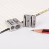 Creative Aluminum Alloy Double Hole Bevel Pencil Sharpener for Primary School Supplies