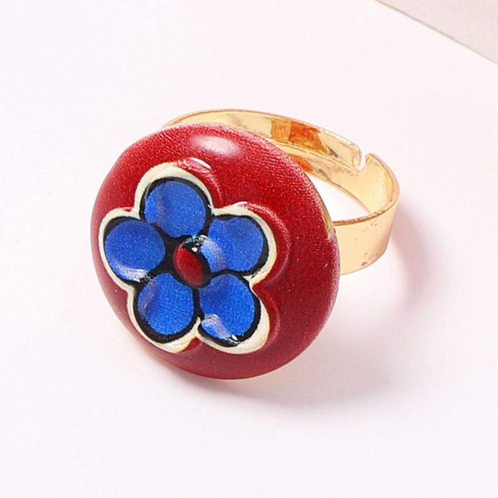 Exquisite Craftsmanship Drip Oil Rings Colorful Design Heart Shaped Rings Banquet Occasion