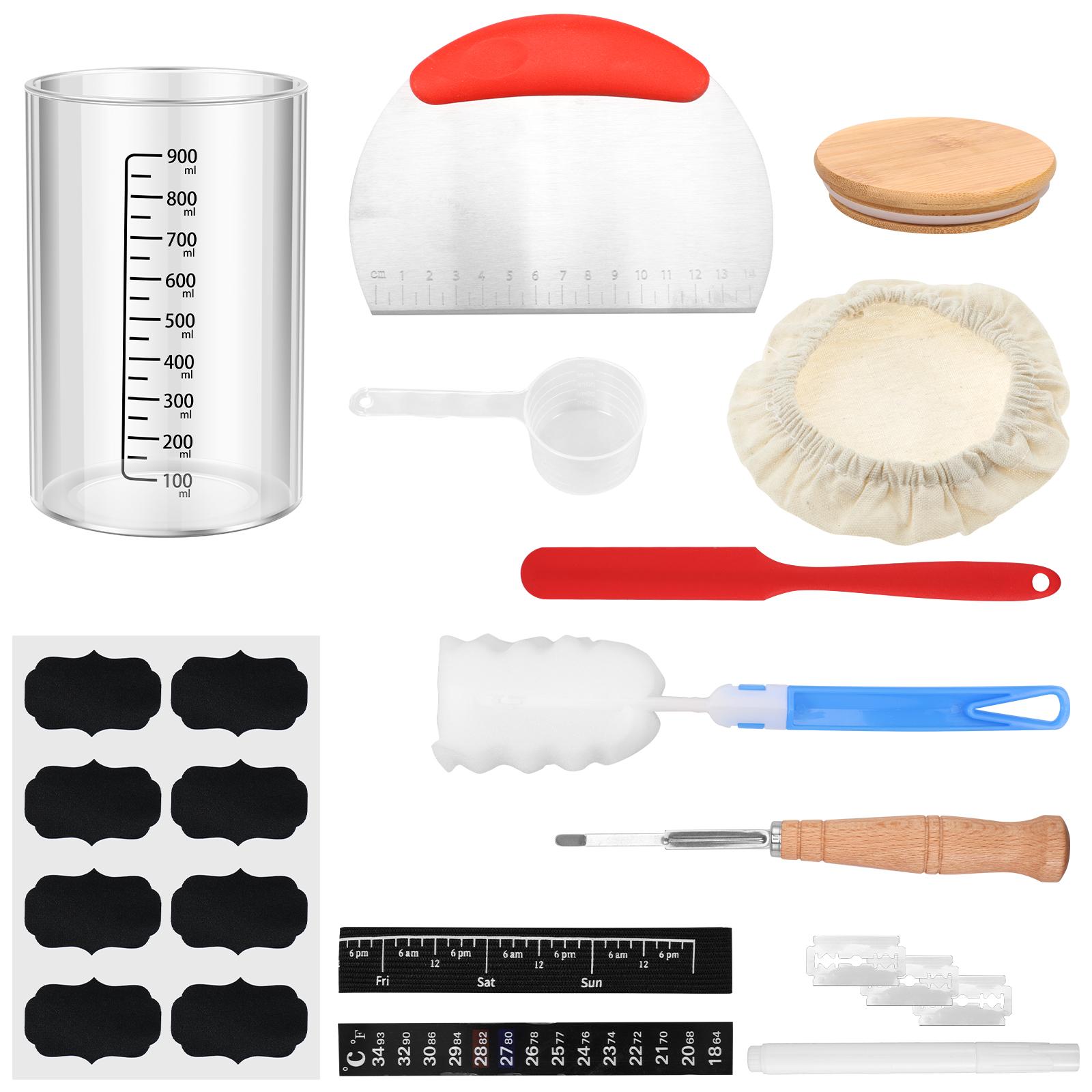 

11Pcs Glass Sourdough Starter Kit Heat Resistant Sourdough Starter Jar with Scale Large Capacity Sour Dough Container for Home